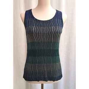 Chico's Sleeveless Scoop Neck Knit Tank in Blue, Green, Gray